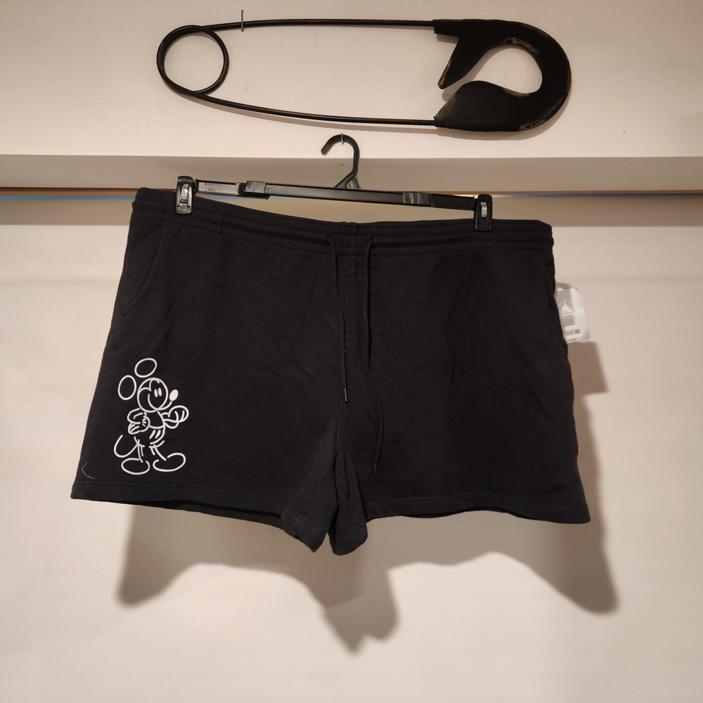 Disney Black Women's Lounge Shorts with Mickey Outline